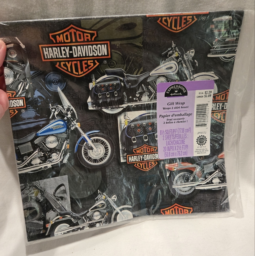 Harley Davidson Vintage 1997 Hallmark Gift Wrap